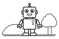 A boxy robot with a square head and antenna – Dynamic Robot Robot coloring page