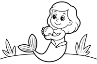 Mermaid holding a glowing pearl in her hands – Mermaid Magical Moments coloring page