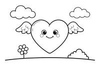 A heart with tiny wings – Classic Symbols coloring page