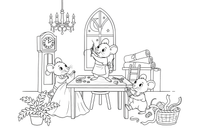 Friendly little mice sewing a dress together – Charming Cinderella Story coloring page