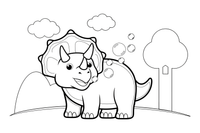 Triceratops blowing bubbles – Triceratops Dinosaur Scenes coloring page