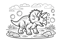 Triceratops blowing bubbles – Triceratops Dinosaur Scenes coloring page