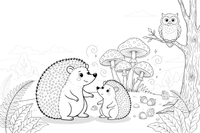 A mama hedgehog with her baby – Hedgehog coloring page