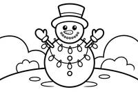 Snowman twinkling lights – Christmas Winter Treats coloring page