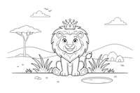 A lion wearing a little crown – Lion Majesty coloring page