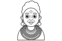 An older woman in a Maasai-inspired outfit with beads – Cultures coloring page