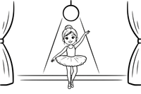 A ballerina standing in the spotlight – Graceful Ballerina coloring page
