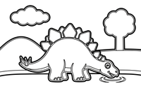 Stegosaurus drinking from a lake – Stegosaurus Dinosaur Playtime coloring page