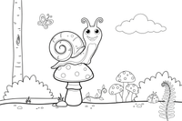 A snail on a mushroom – Snail coloring page