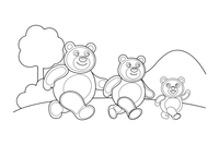 A bear family walking in a row – Bear Adventures coloring page