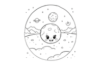 Mars with Two Moons – Mars coloring page