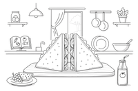 A triangle sandwich cut in half – Yummy Meals coloring page