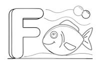 Letter F with a fish – Alphabet Alphabet coloring page