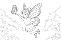 Fairy with Butterfly – Whimsical Fairy coloring page
