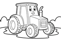 Tractor in Mud – Farm Tractors coloring page