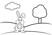 A bunny hiding an egg – Easter Bunny and Eggs coloring page