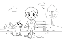 A sad child who dropped their ice cream – Feelings coloring page