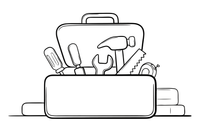 A toolbox open, full of tools inside – Builder's Tools coloring page