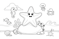 A starfish on a rock by the water – Colorful Sea Creature coloring page