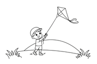A boy flying a kite in the wind – Kids' Activities coloring page