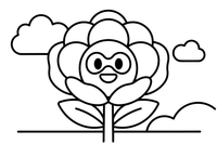 Peony a flower wearing sunglasses – Peony Flower Display coloring page