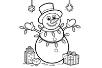 Snowman twinkling lights – Christmas Winter Treats coloring page