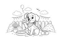 Puppy sniffing a treat – Cozy Puppy Dog coloring page