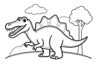 Spinosaurus baring sharp fangs – Spinosaurus Dinosaur in Nature coloring page