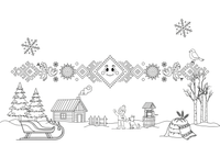 A pattern of traditional Lithuanian folk ornaments, geometric shapes in a row – Day of Restoration of the State of Lithuania Winter coloring page