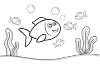 A big fish and lots of little fish – Fishes coloring page