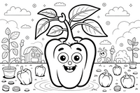 A bell pepper plant with peppers hanging – Vegetables Coloring Pages Fresh Set coloring page