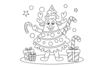 Christmas Tree candy cane – Christmas Winter Reindeer coloring page