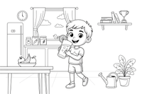 A happy child drinking a big glass of water – Healthy Habits coloring page