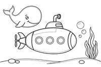 A big yellow submarine deep under the sea – Majestic Ocean Giants coloring page