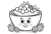 A bowl of yogurt topped with berries – Creamy Dairy Delights coloring page
