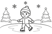 A child ice skating on a frozen pond – Four Seasons coloring page