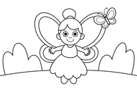 Fairy with Butterfly – Whimsical Fairy coloring page