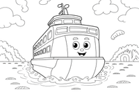 A ferry carrying cars across the water – Water Watercraft coloring page