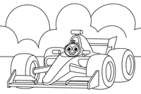 Formula 1 with a stopwatch – Formula 1 Competition Scenes coloring page