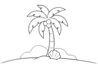 A tall palm tree with big fronds and coconuts – Trees coloring page