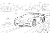 One big sports car seen from the side, low and long, close up – Sports Cars coloring page