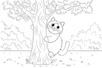 Ragdoll Cat peeking up a tree – Ragdoll Cat at Play coloring page