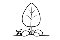 One big leaf showing its veins with a few simple lines, close up – Leaves coloring page