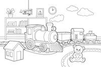 A toy train with a few little wagons – Classic Toys coloring page