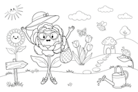 Peony a flower wearing sunglasses – Peony Flower Display coloring page