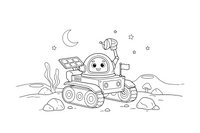 Space Rover on Red Rocks – Space Rover Trails coloring page