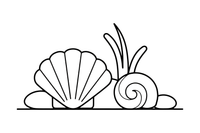 A river shell and a small snail shell – Nature treasures coloring page
