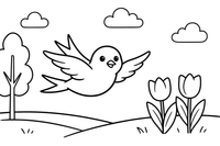 A swallow with a forked tail flying over a field – Lithuanian Bird Collection coloring page