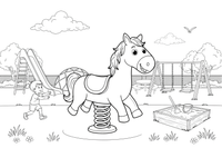 A spring rocker shaped like an animal – Playground coloring page
