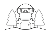 A backpack with a rolled sleeping bag on top – Essential Camping Gear coloring page
